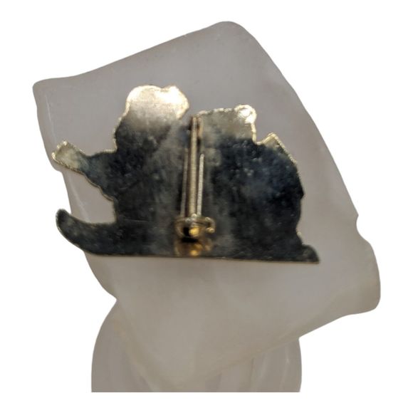 Vintage Christmas Holiday Enamel Brooch Pin Mr & Mrs Snowman Sledding Skiing - Picture 4 of 5